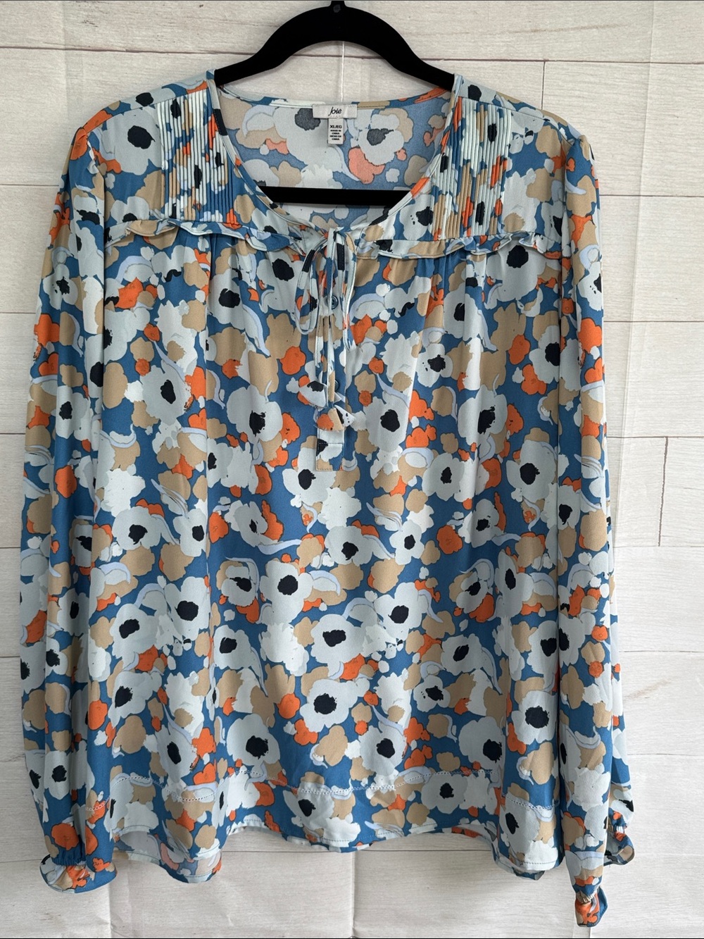 Joie Limited Edition Floral Fields Peasant Top Blouse XL Blue Orange Boho